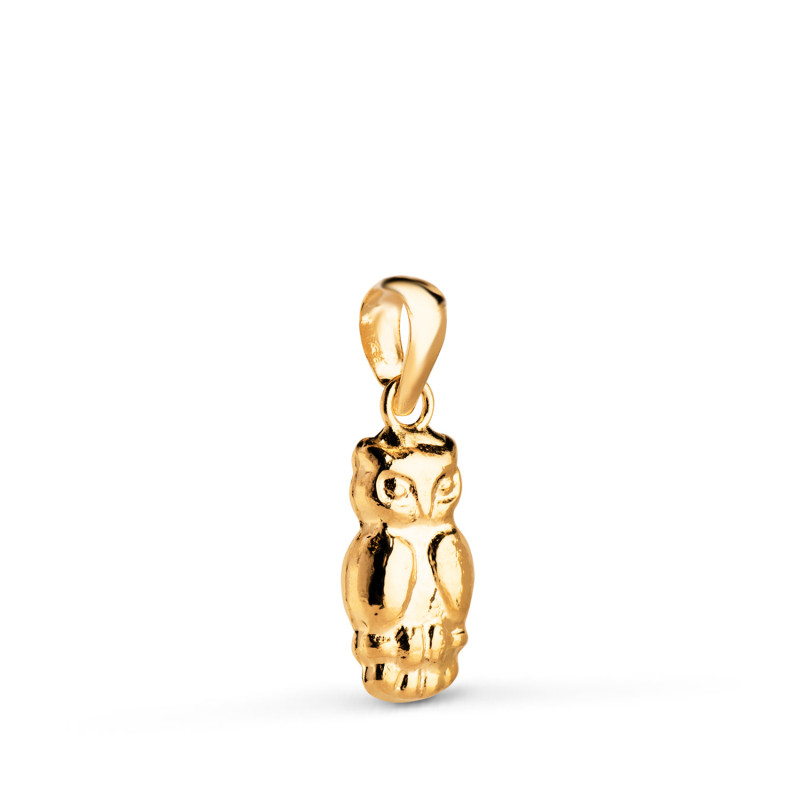 18K COLGANTE ORO AMARILLO BUHO HUECO EN BRILLO. MEDIDA: 14 X 6 MM