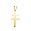 18K COLGANTE ORO AMARILLO CRUZ  CARAVACA EN BRILLO. 22 X 12 MM