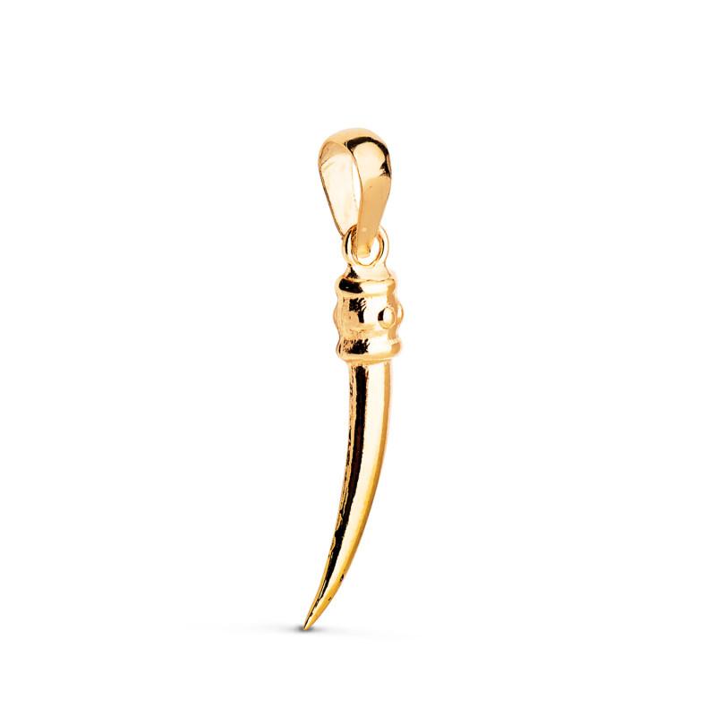18K COLGANTE AMULETO ORO AMARILLO CUERNO EN BRILLO. MEDIDA: 19 X 3 MM