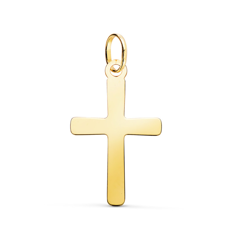 18K COLGANTE ORO AMARILLO CRUZ LISA EN BRILLO. 24 X 15 MM