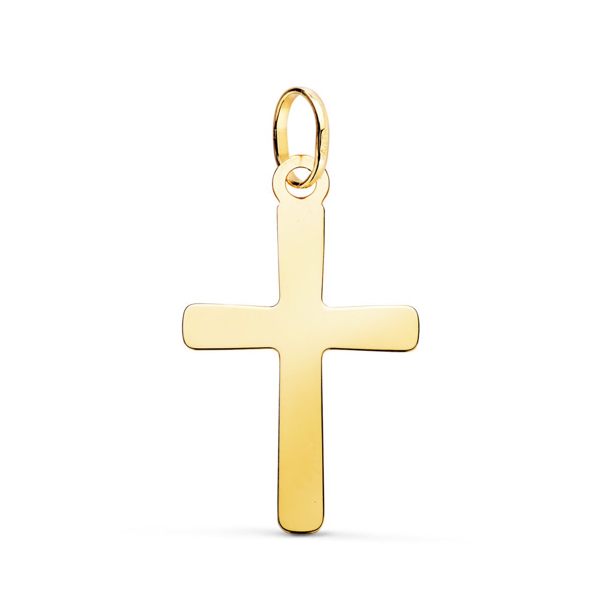 18K COLGANTE ORO AMARILLO CRUZ LISA EN BRILLO. 24 X 15 MM