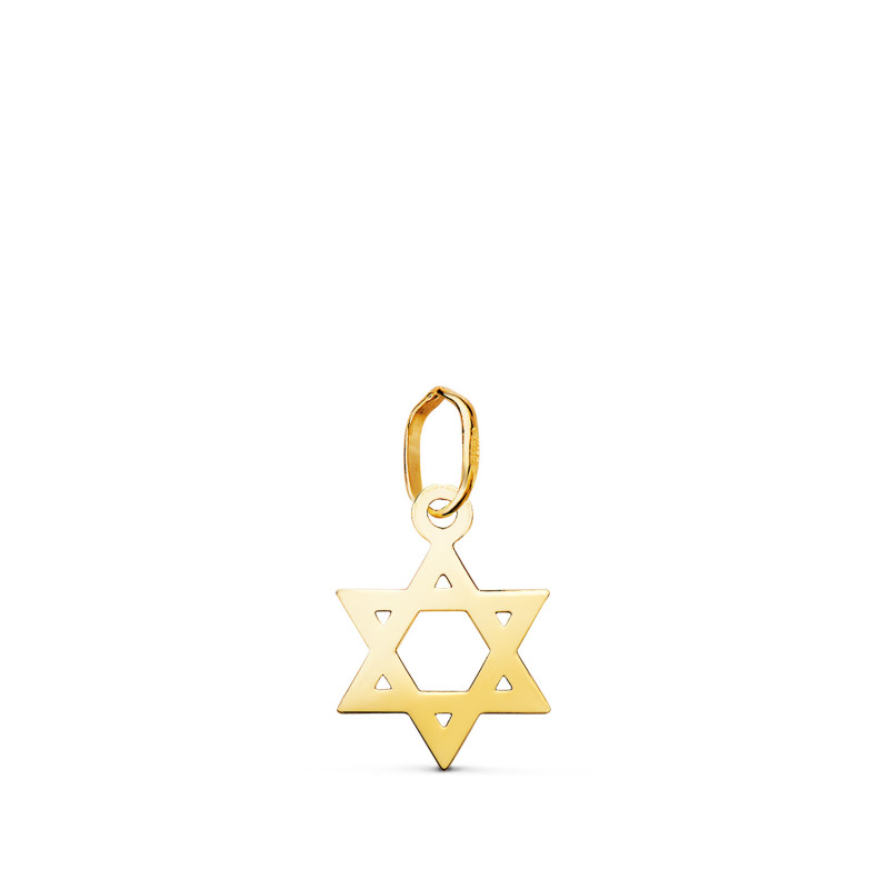 18K COLGANTE ORO AMARILLO ESTRELLA DE DAVID BRILLO 12 X 9 MM
