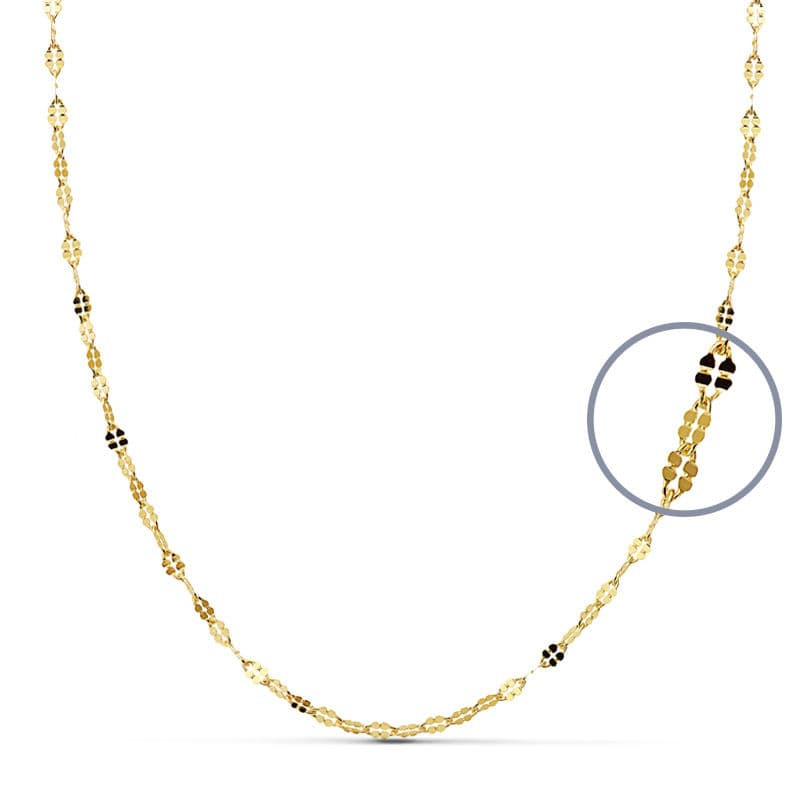 18K CADENA MACIZA ORO AMARILLO DIAMANTADA 45CMX1.5.