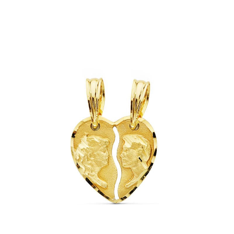 18K COLGANTE ORO AMARILLO CORAZON PAREJA 13X13 MM C. AMOR