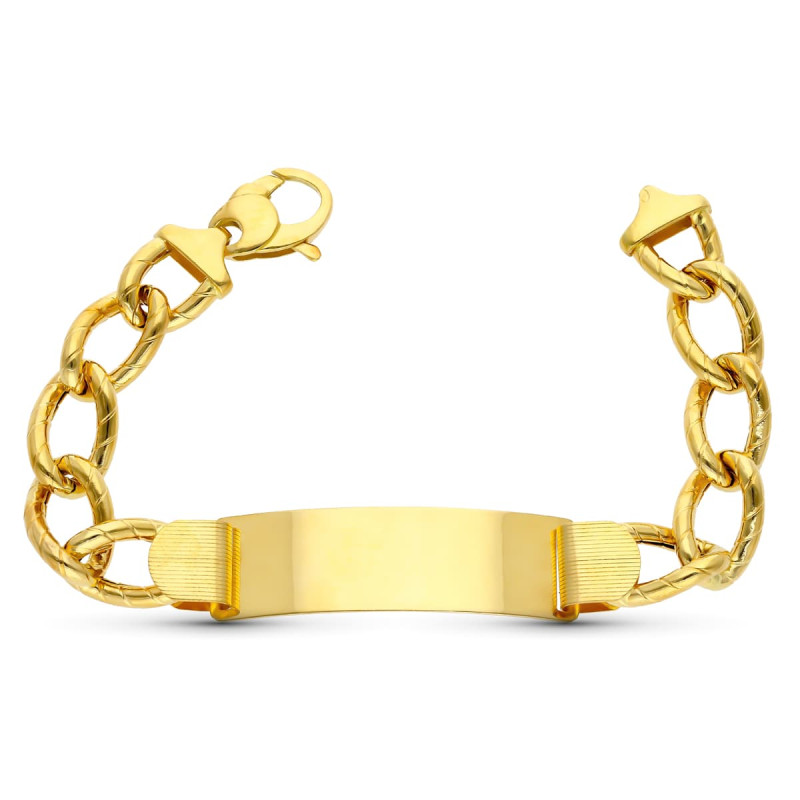 18K ESCLAVA ORO AMARILLO HUECA 21CM 12 MM