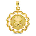 18K MEDALLA ORO AMARILLO NIÑO Y RELOJ 26X22 MM