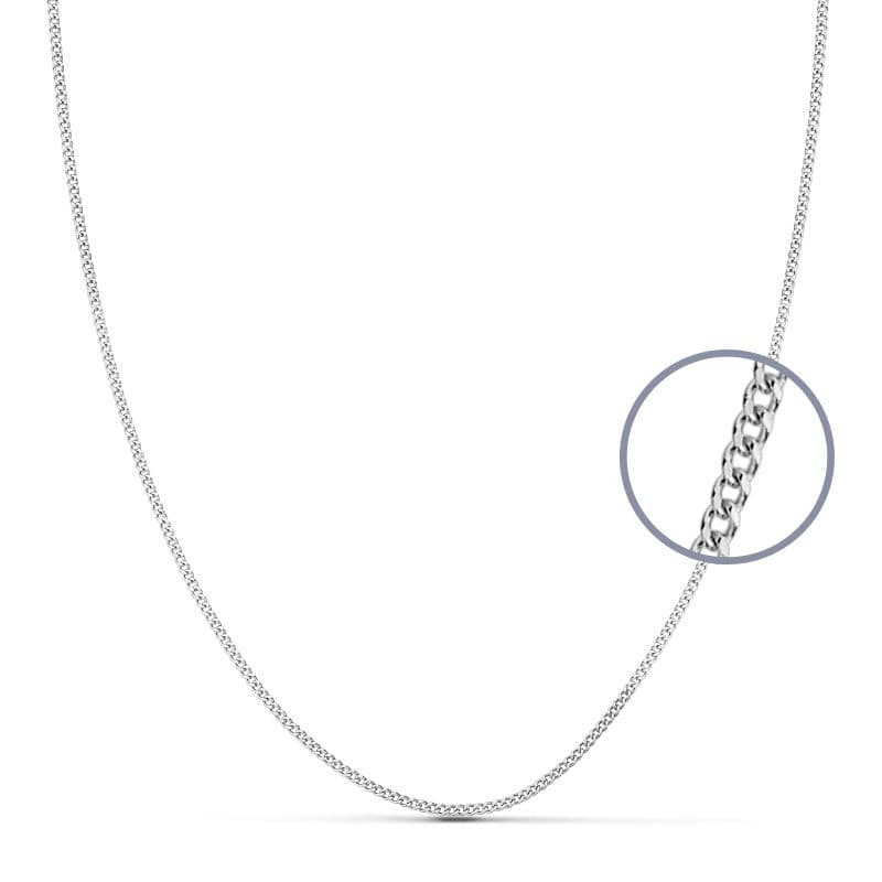 18K CADENA MACIZA ORO BLANCO BARBADA 1 MM 40CM