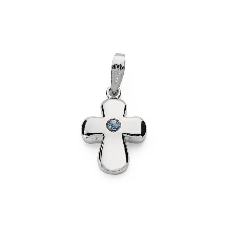 18K CRUZ ORO BLANCO CIRCONITA 21X14 MM