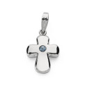 18K CRUZ ORO BLANCO CIRCONITA 21X14 MM