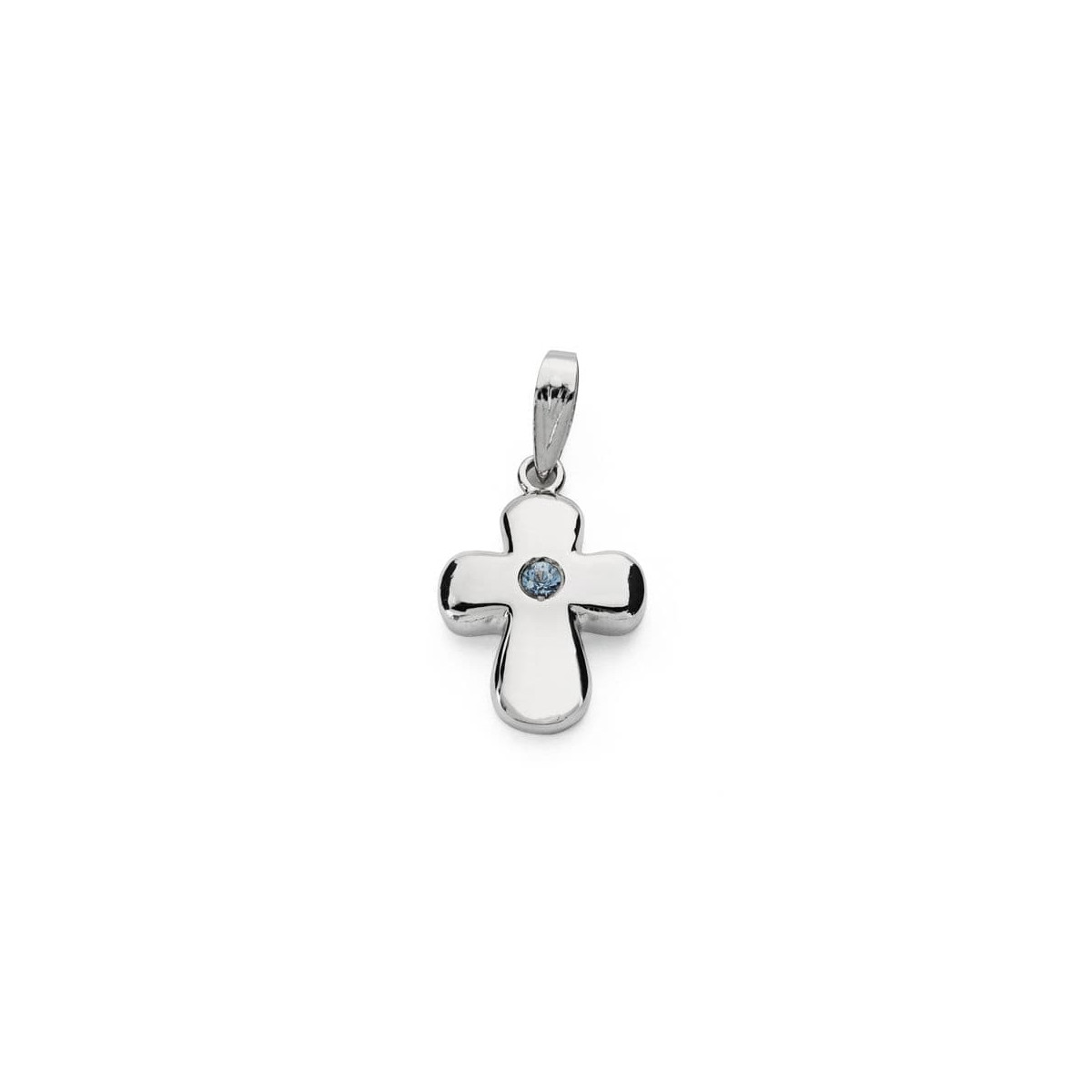 18K CRUZ ORO BLANCO CIRCONITA 21X14 MM