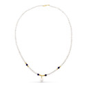 18K GARGANTILLA ORO AMARILLO PERLA CONCHA NATURAL Y LAPIZLAZULI