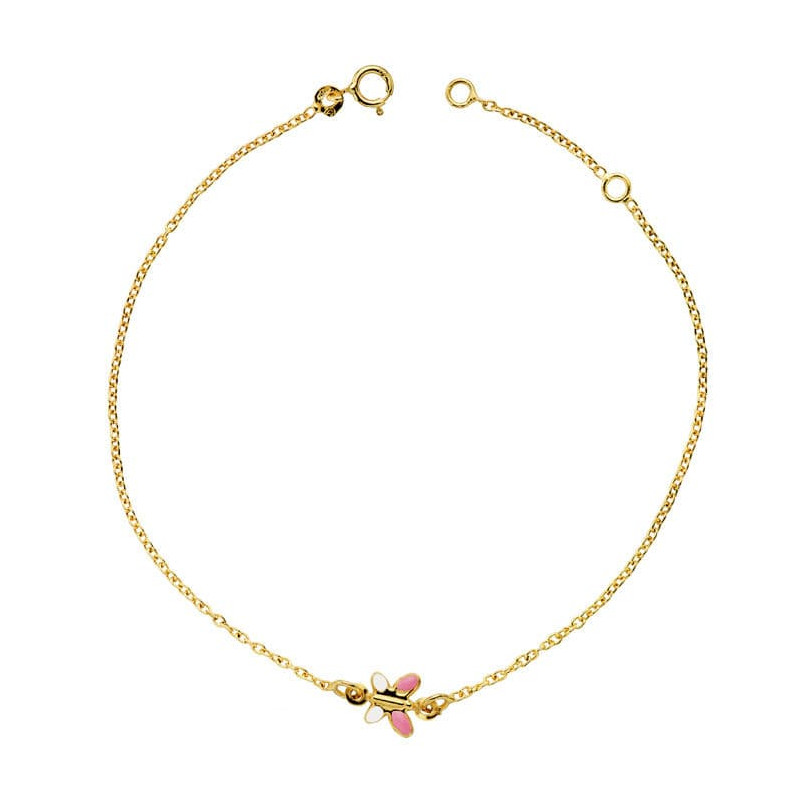 18K PULSERA ORO AMARILLO MARIPOSA ESMALTE 18CM 1.20CM