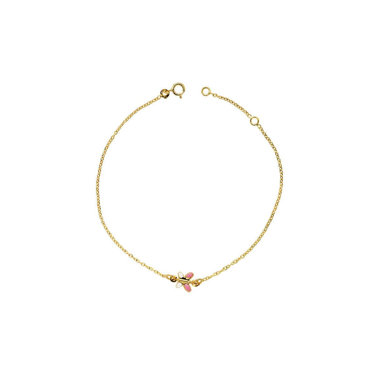 18K PULSERA ORO AMARILLO MARIPOSA ESMALTE 18CM 1.20CM