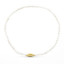 18K GARGANTILLA PERLA CULTIVADA BROCHE TIMON ORO AMARILLO 40CM