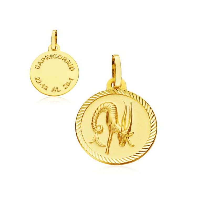 18K PLACA HOROSCOPO ORO AMARILLO CAPRICORNIO 16 MM