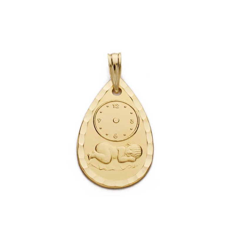 18K MEDALLA ORO AMARILLO NIÑO RELOJ 22X14 MM