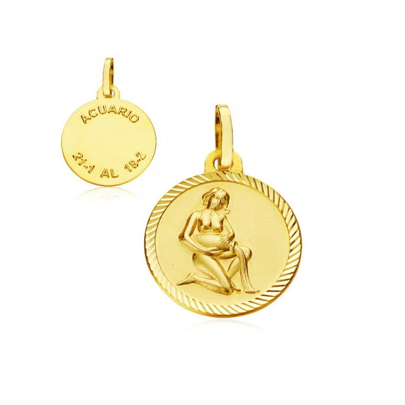 18K HOROSCOPO ORO AMARILLO ACUARIO 20 MM