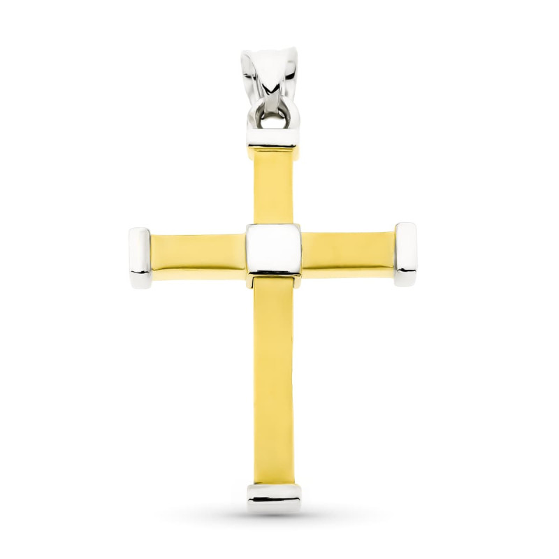 18K CRUZ ORO BICOLOR HUECA BICOLOR 38X24 MM
