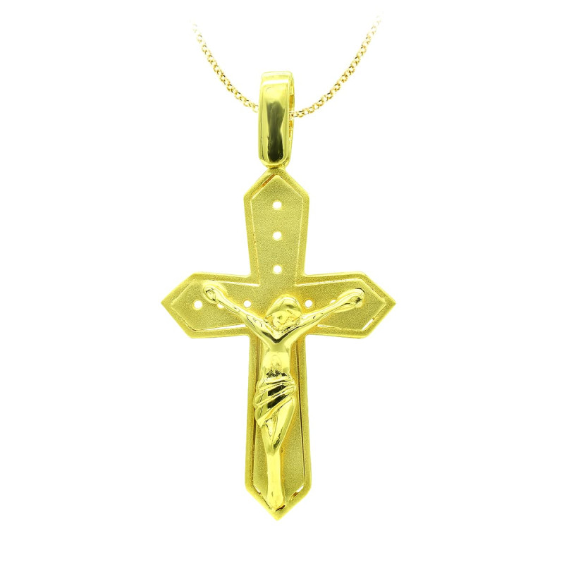18K CRUZ ORO AMARILLO CON CRISTO 30X19 MM