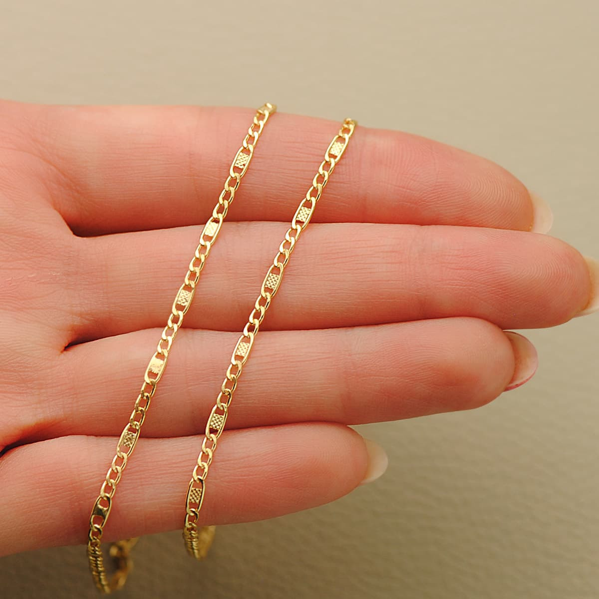 18K CADENA ORO AMARILLO COMBINADA HUECA 3X1. LARGO: 45CM. ANCHO 2 MM
