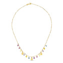 18K GARGANTILLA ORO AMARILLO FLORES Y PIEDRAS COLORES