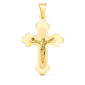 18K CRUZ ORO AMARILLO CON CRISTO EN BRILLO 32X22 MM