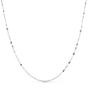 18K CADENA MACIZA ORO BLANCO ESLABONES PLANOS TALLADOS 1.5 MM 40CM
