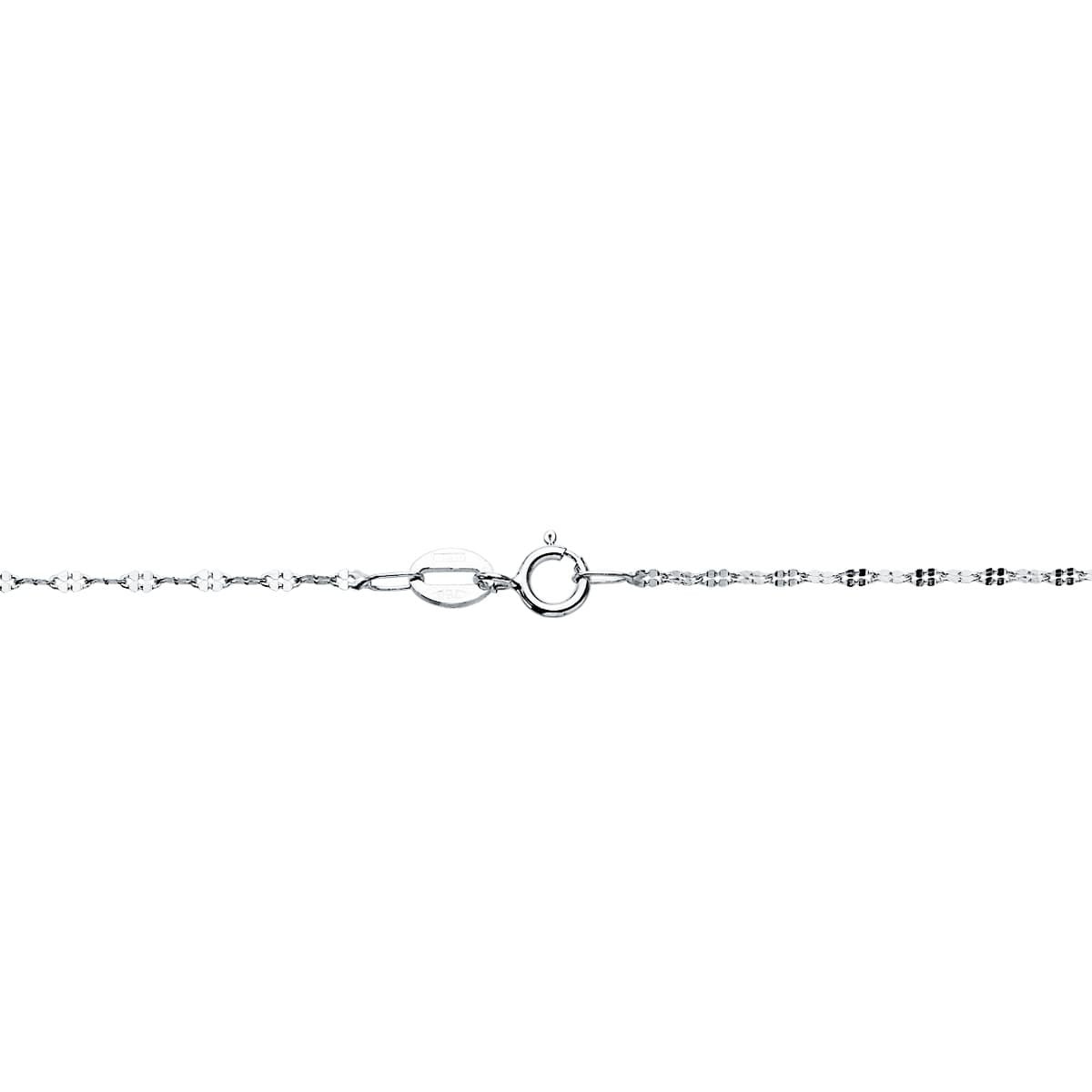 18K CADENA MACIZA ORO BLANCO ESLABONES PLANOS TALLADOS 1.5 MM 45CM