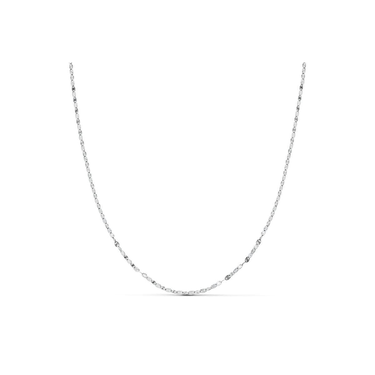 18K CADENA MACIZA ORO BLANCO DIAMANTADA 40CM 1.5 MM