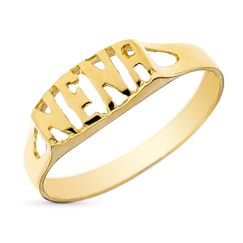 18K SELLO ORO AMARILLO PALABRA NENA. ANCHO: 4 MM