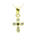 18K CRUZ ORO AMARILLO CIRCONITA 14X9 MM