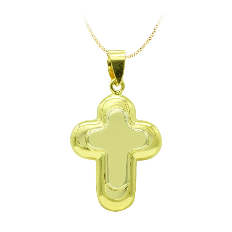 18K CRUZ ORO BICOLOR SIN CRISTO. 22X15 MM