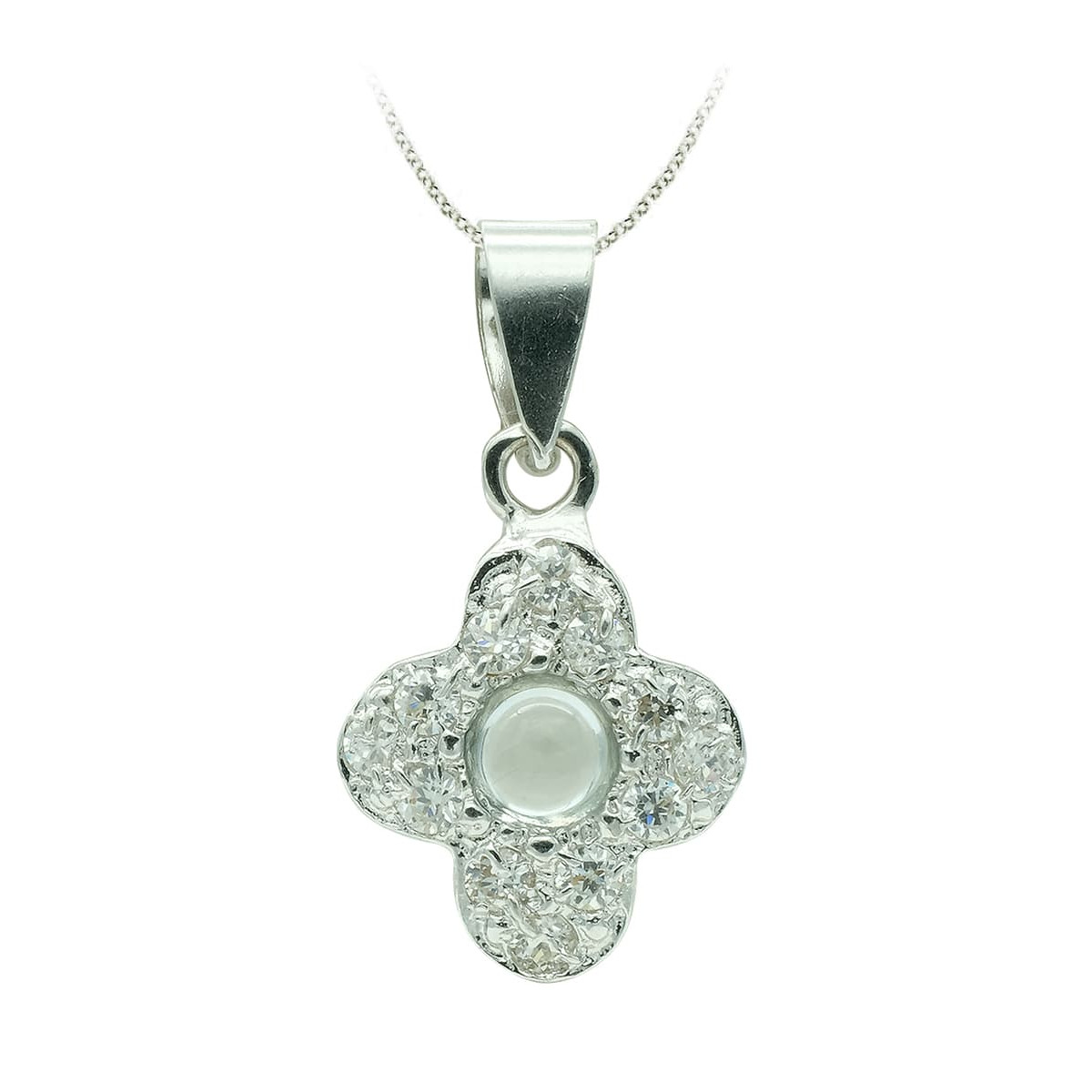 18K CRUZ ORO BLANCO CON CIRCONITA 14X10 MM
