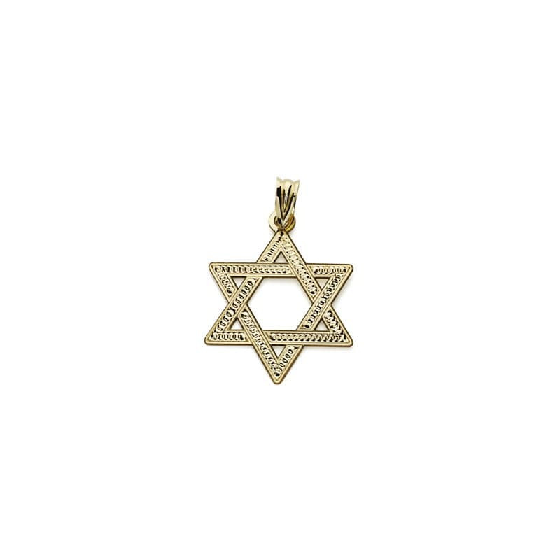 18K COLGANTE ORO AMARILLO ESTRELLA DE DAVID 22 MM TALLADA