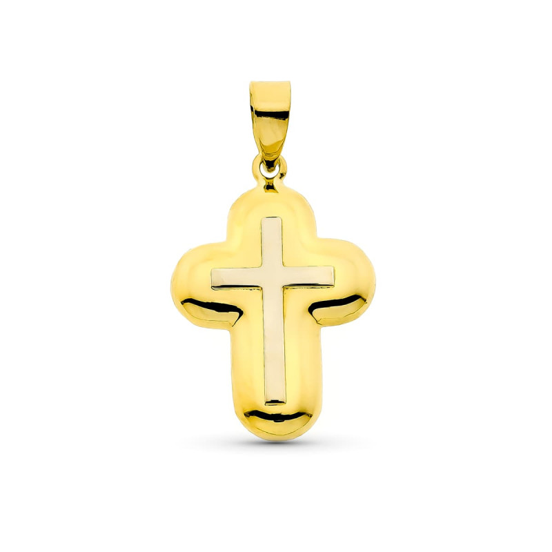 18K CRUZ ORO BICOLOR 22X15 MM