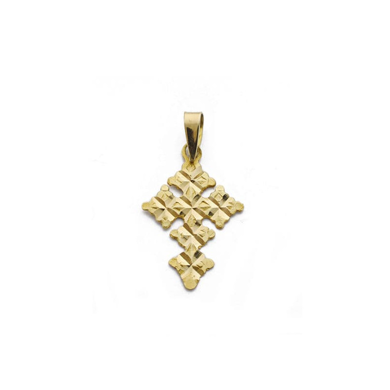 18K GOLGANTE ORO AMARILLO CRUZ CANJAYAR  23 X 16 MM