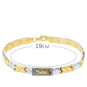 18K PULSERA BICOLOR ESTAMPACION 19CM