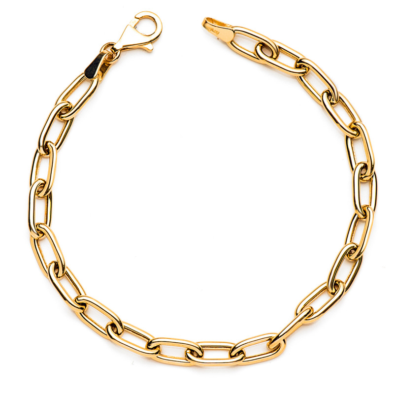 18K PULSERA ORO AMARILLO ESLABONES HUECOS ANCHO: 5 MM. LARGO: 19CM