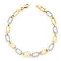 18K PULSERA ORO BICOLOR ESLABONES HUECOS Y CIRCONITA ANCHO: 5 MM. LARGO: 19CM
