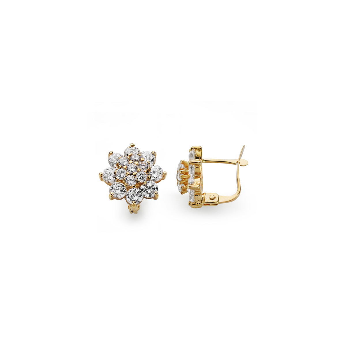 18K PENDIENTES CUAJO CIRCONITAS 12 MM ORO AMARILLO
