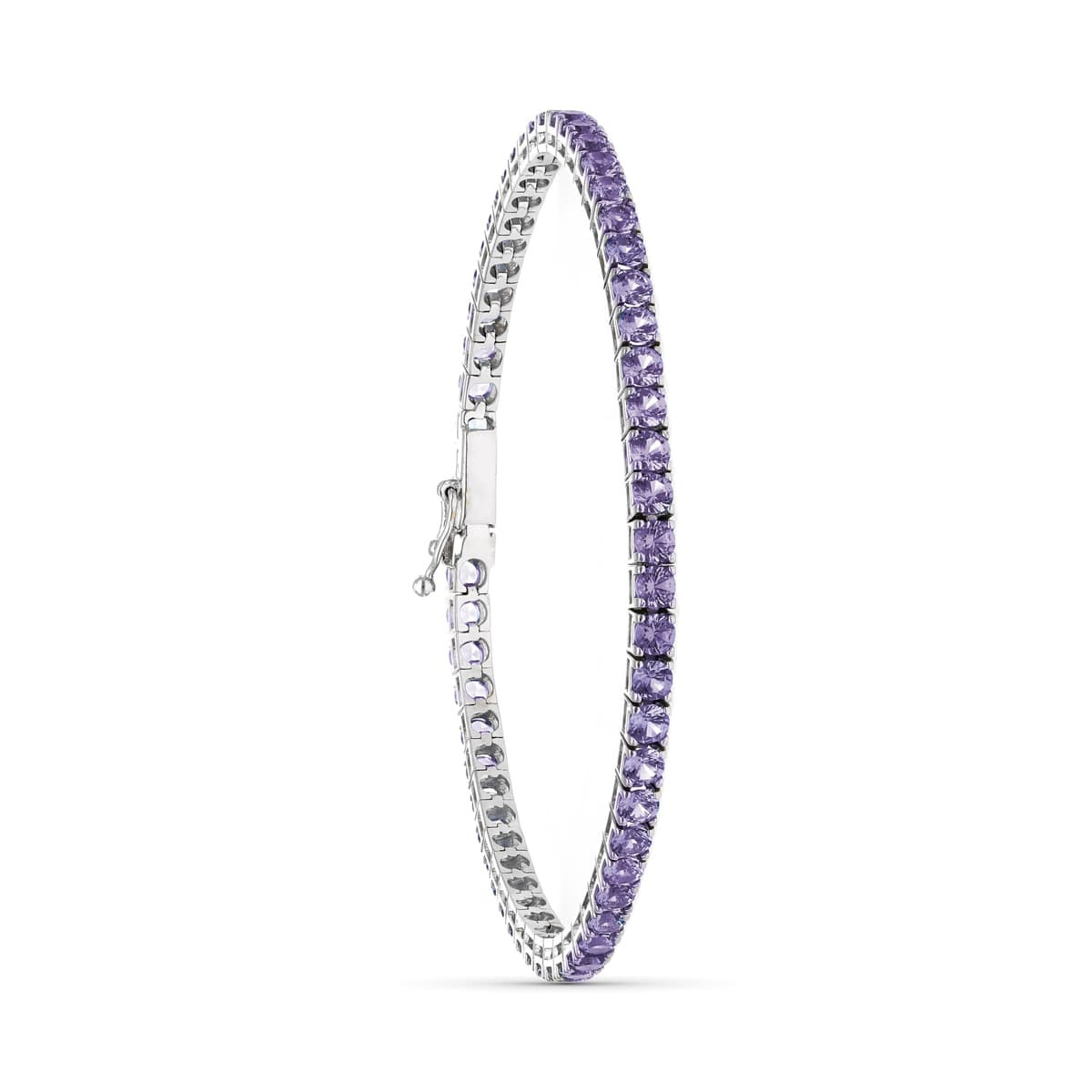 18K PULSERA ORO BLANCO PIEDRAS AMATISTAS 19CM