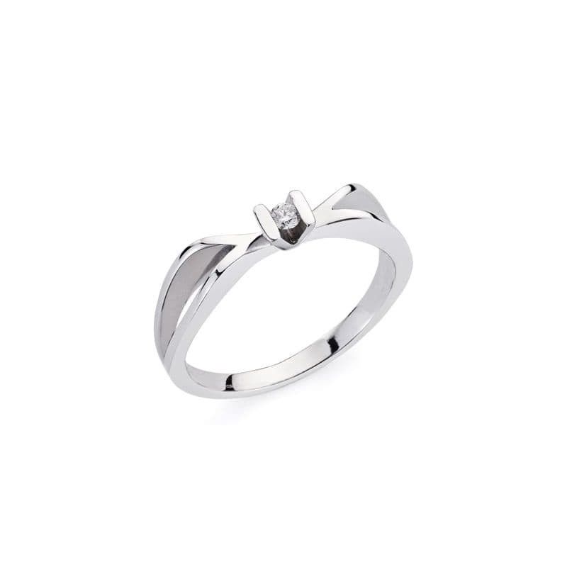 18K SORTIJA ORO BLANCO Y DIAMANTE NATURAL   0.046  QTS. ANCHO: 5 MM