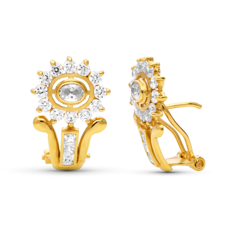 18K PENDIENTES CIRCONITAS  20 X 13 MM CIERRE OMEGA