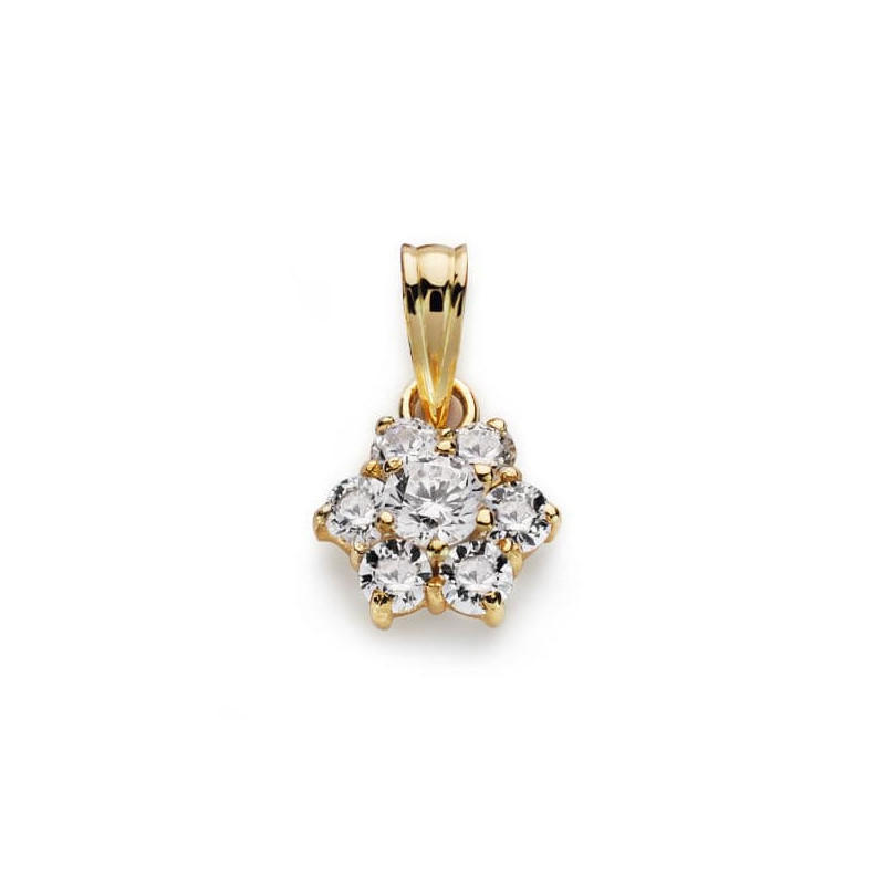 18K COLGANTE ORO AMARILLO CUAJO 7 CIRCONITA 10X9 MM