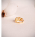 18K SORTIJA ORO AMARILLO PANTER CON CIRCONITAS Y ESMERALDA NATURAL 4X3 MM. ANCHO: 9 MM