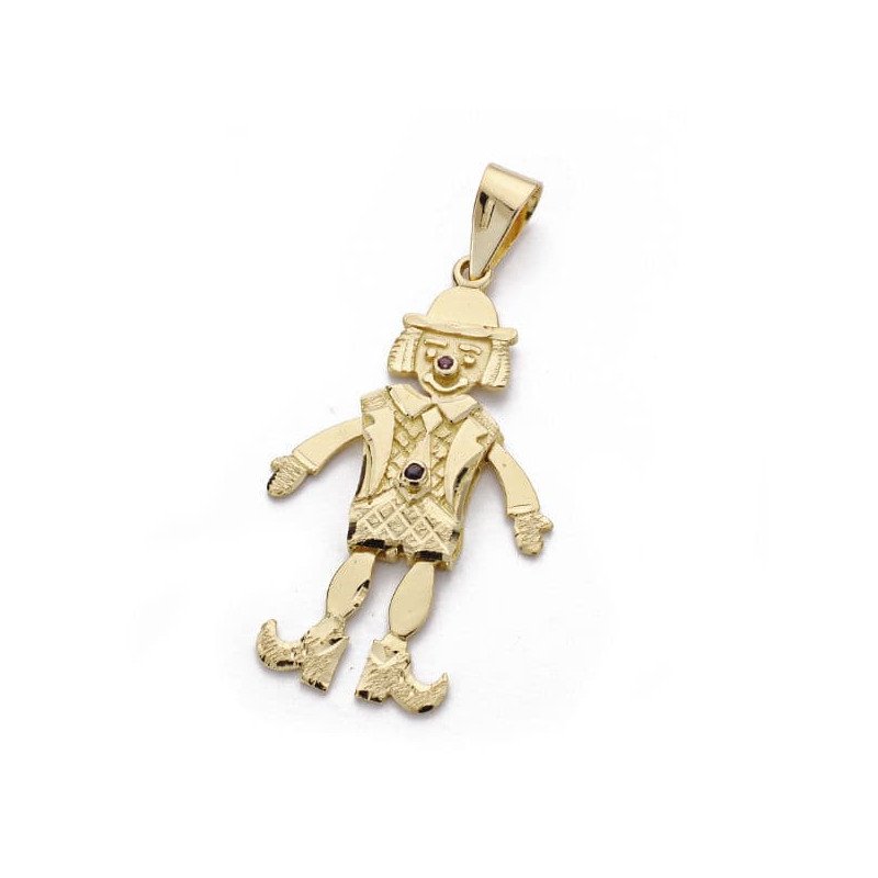 18K COLGANTE ORO AMARILLO PAYASO ARTICULADO. 35X10 MM