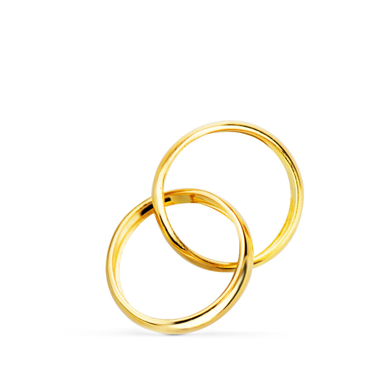 18K COLGANTE ORO AMARILLO DOS ALIANZAS 9 MM DIAMETRO C. AMOR