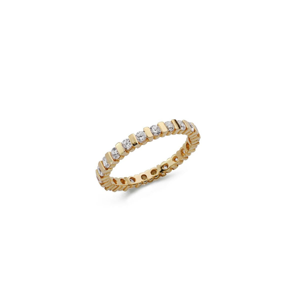 18K ALIANZA ORO AMARILLO CON CIRCONITA REDONDAS. ANCHO: 2 MM