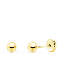 9K PENDIENTES ORO AMARILLO BOLAS LISAS 4 MM CIERRE TUERCA
