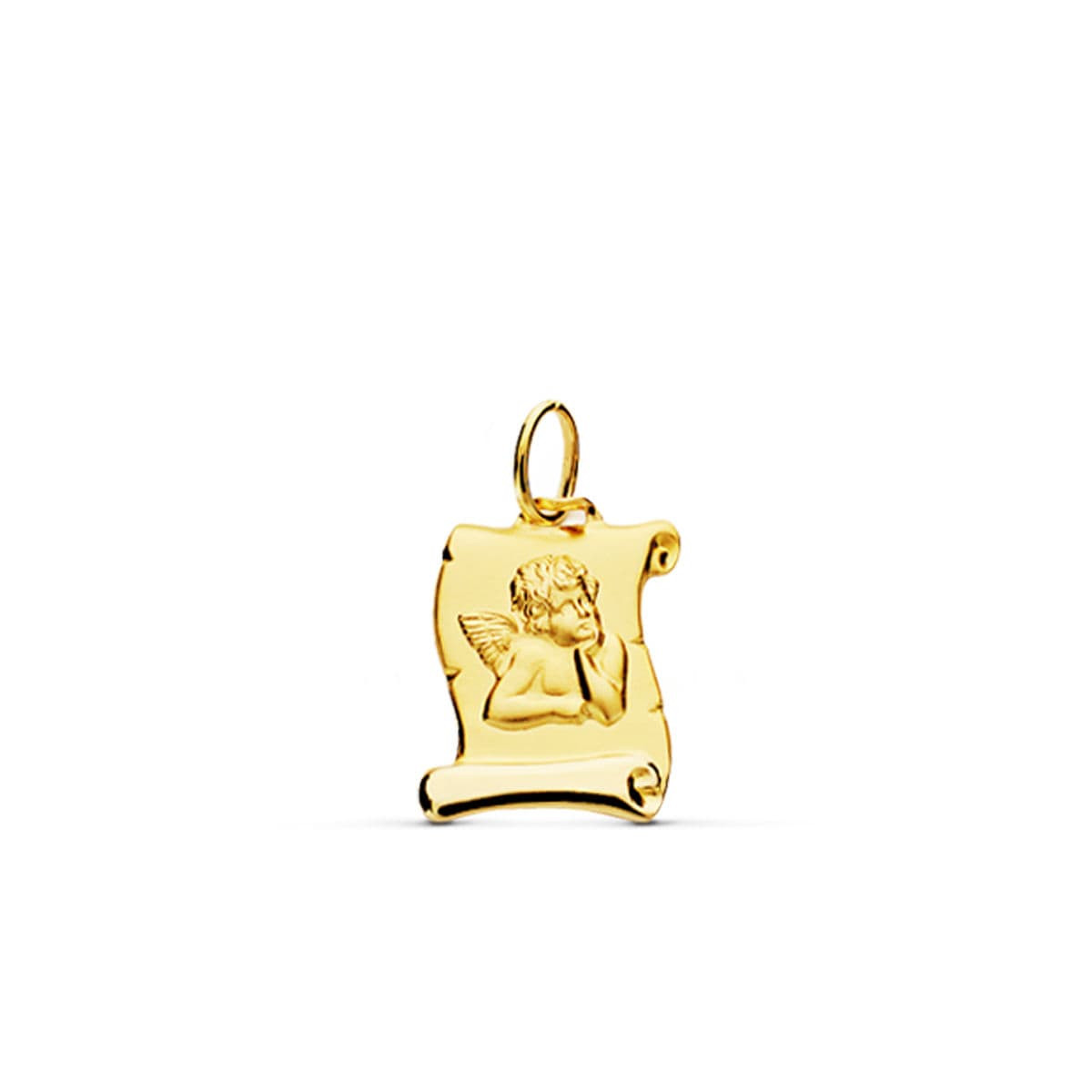 9K COLGANTE ORO AMARILLO PERGAMINO ANGELITO 16X11 MM